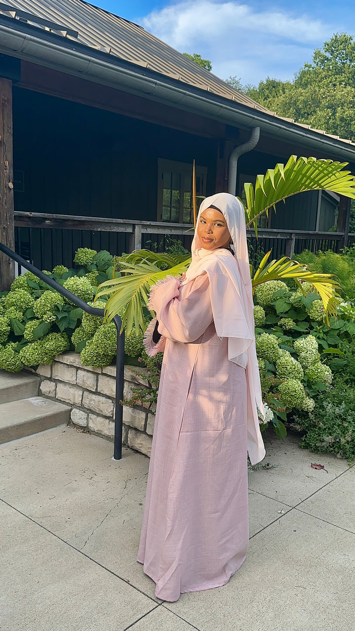 Frayed Linen Abaya Set