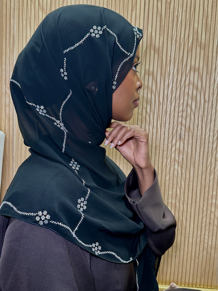 Rhinestone floral hijab