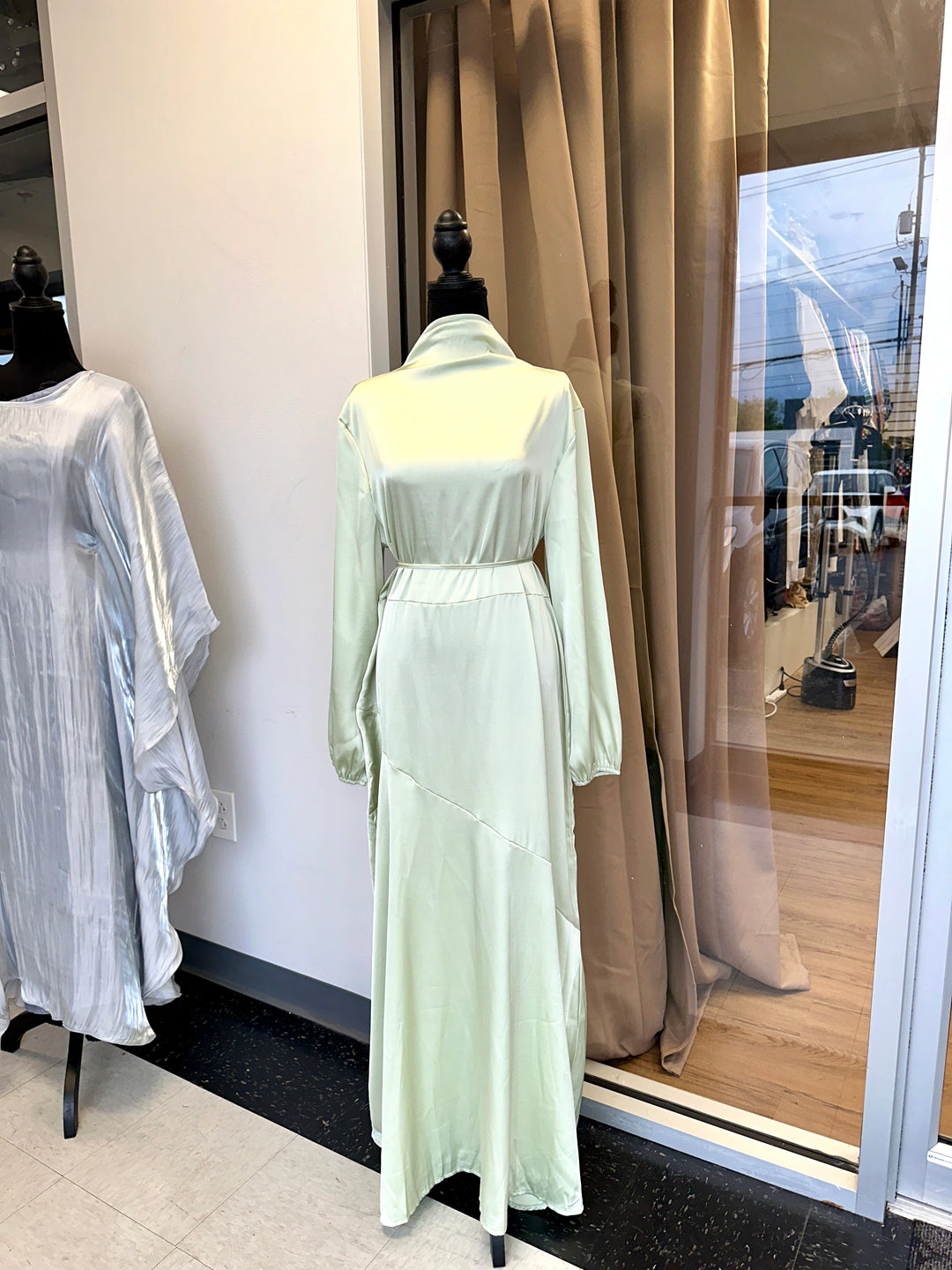Mock neck satin dress