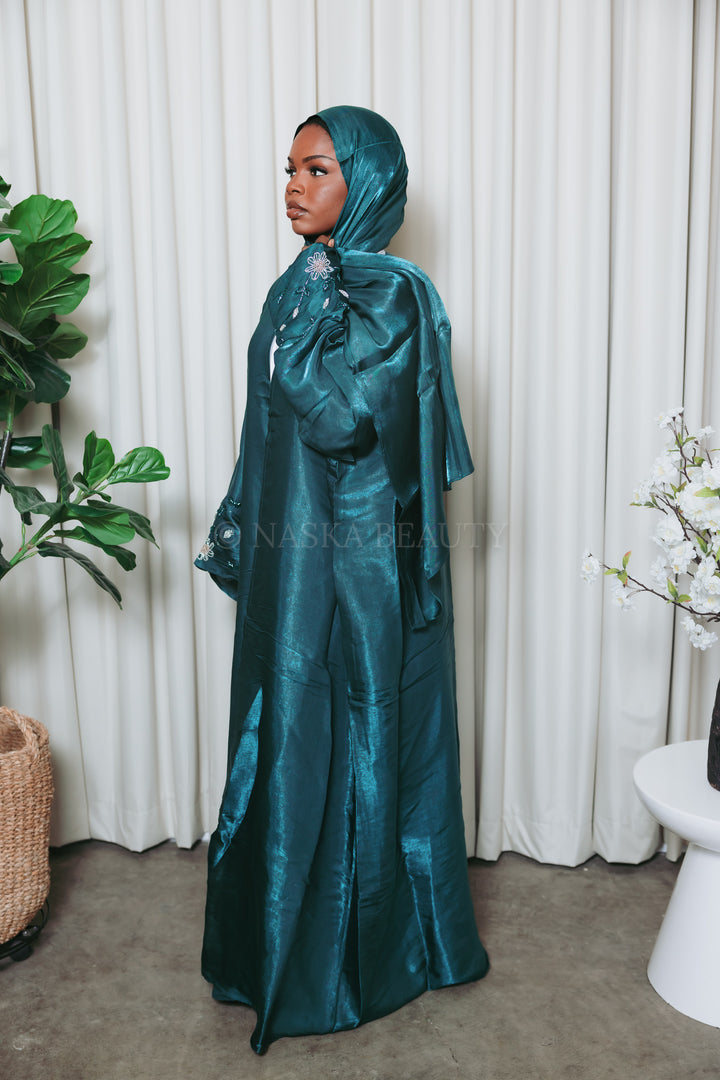 Floral Handwork Organza Abaya Set