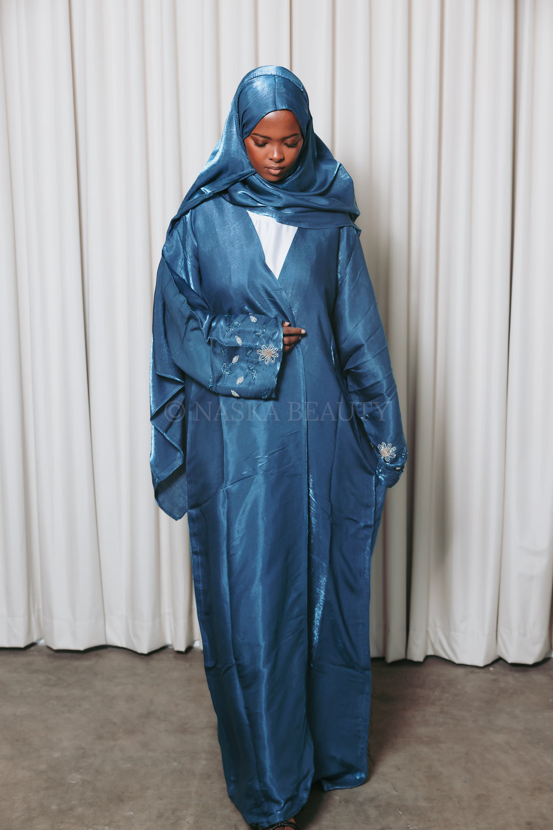 Floral Handwork Organza Abaya Set