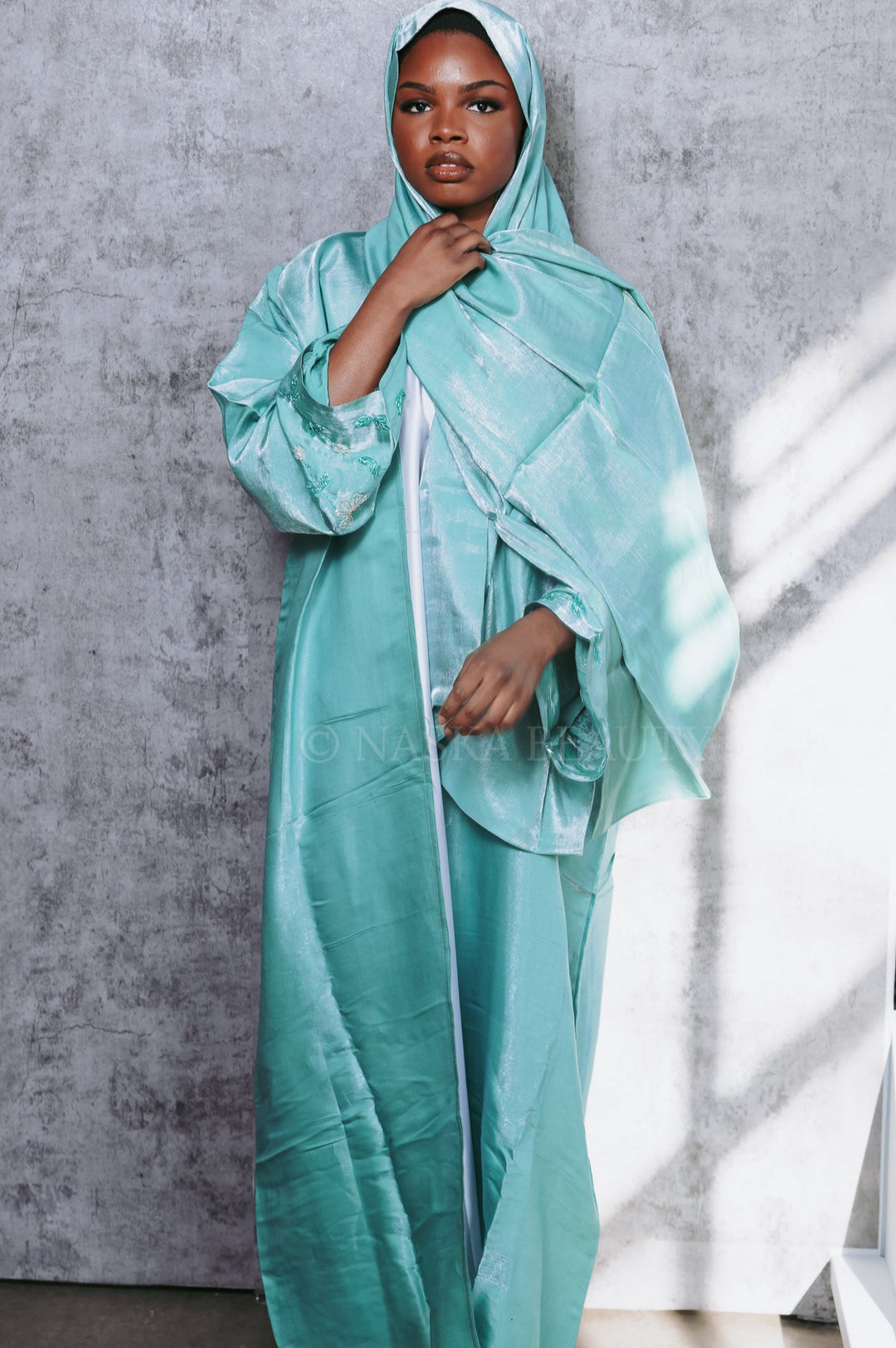 Floral Handwork Organza Abaya Set
