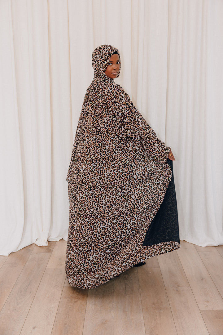 Open cheetah Print Abaya