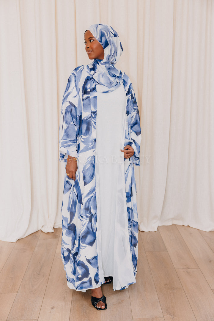 Blue printed Abaya Set
