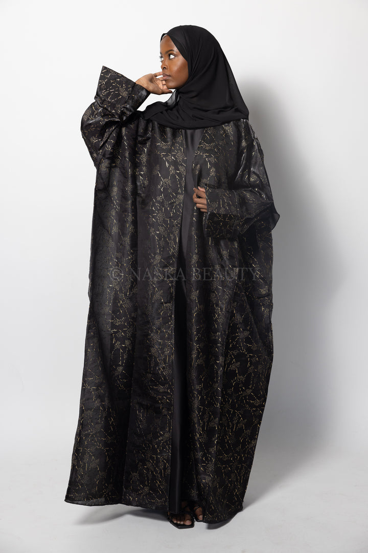 Gold Foil Silk Organza Abaya