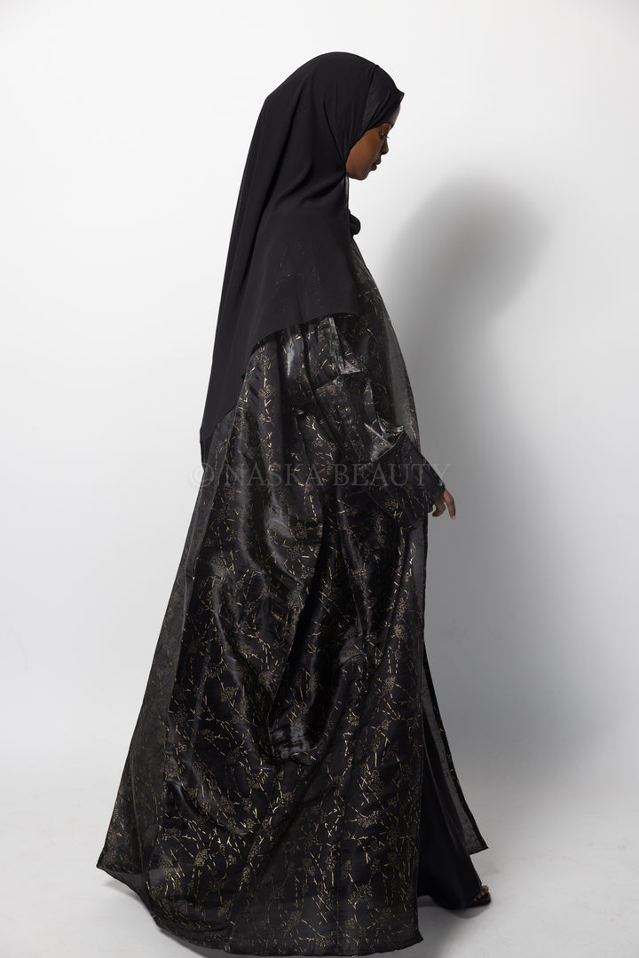 Gold Foil Silk Organza Abaya