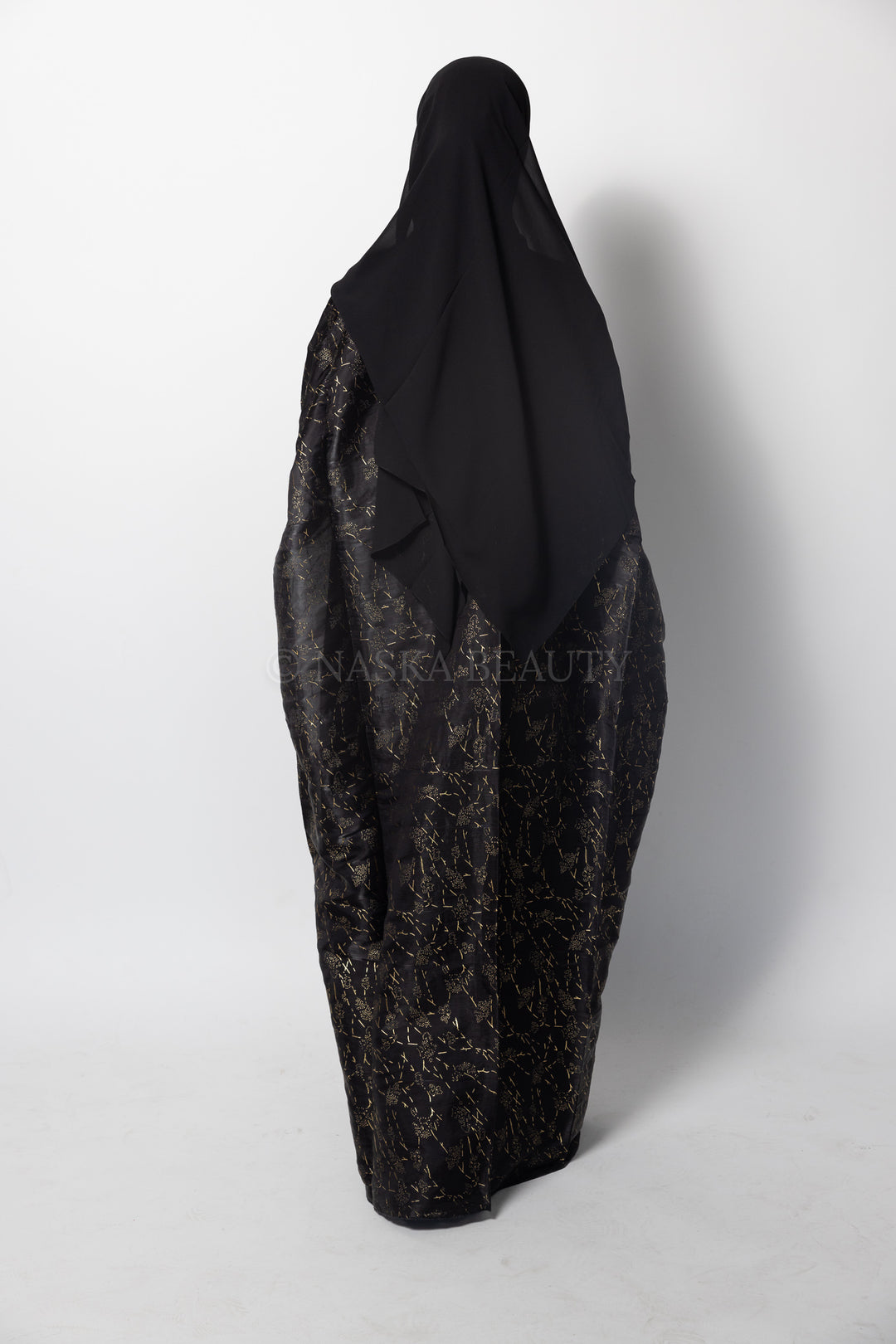 Gold Foil Silk Organza Abaya