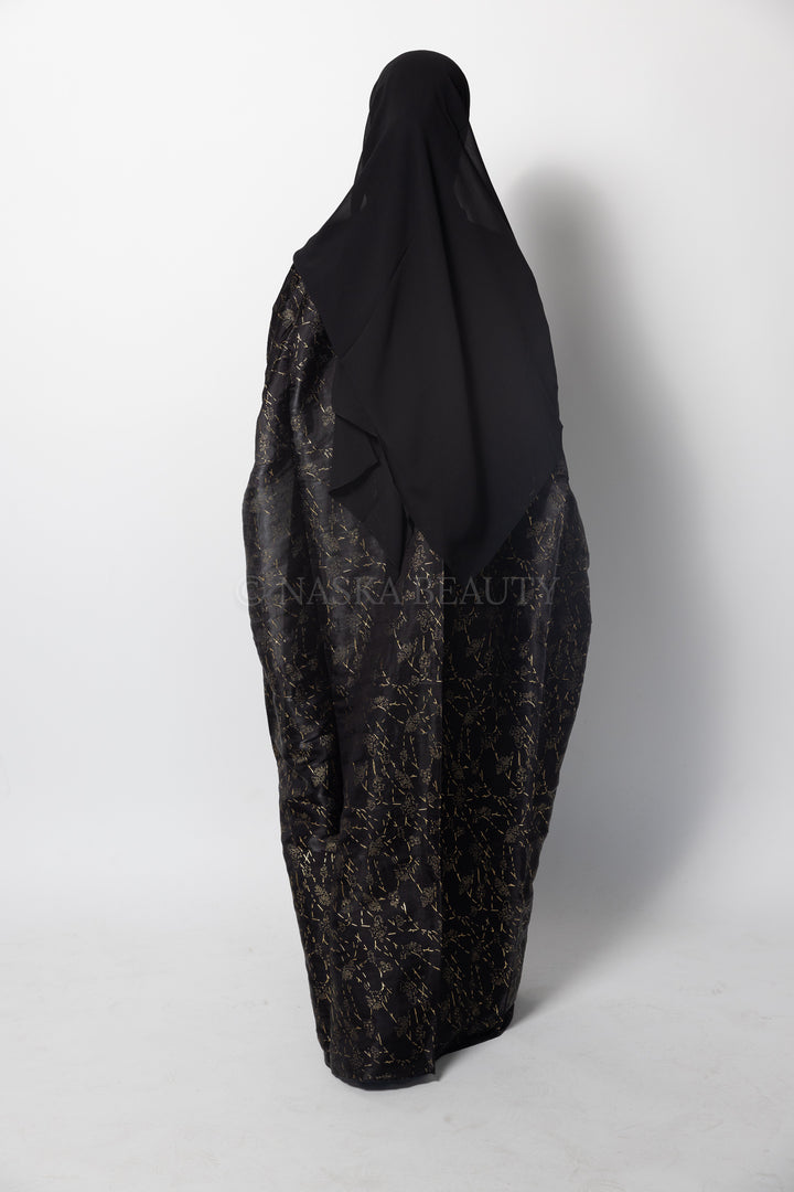 Gold Foil Silk Organza Abaya