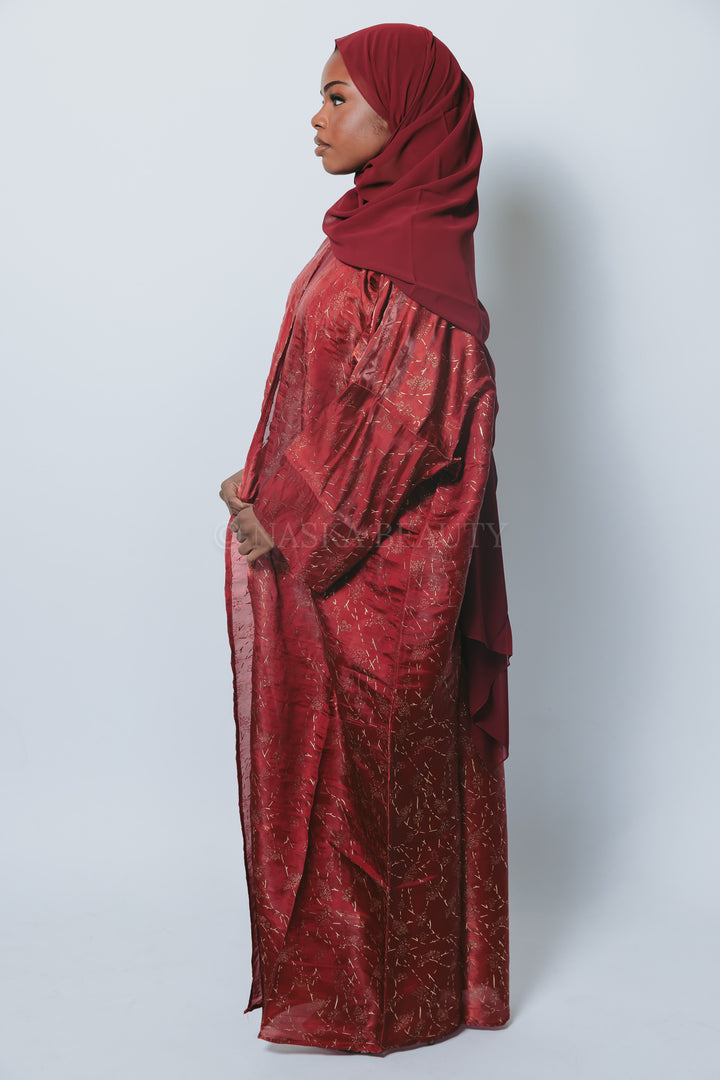 Gold Foil Silk Organza Abaya