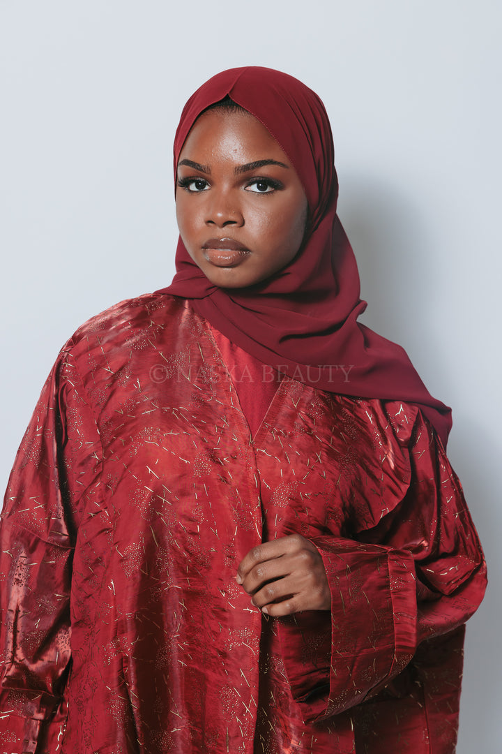 Gold Foil Silk Organza Abaya