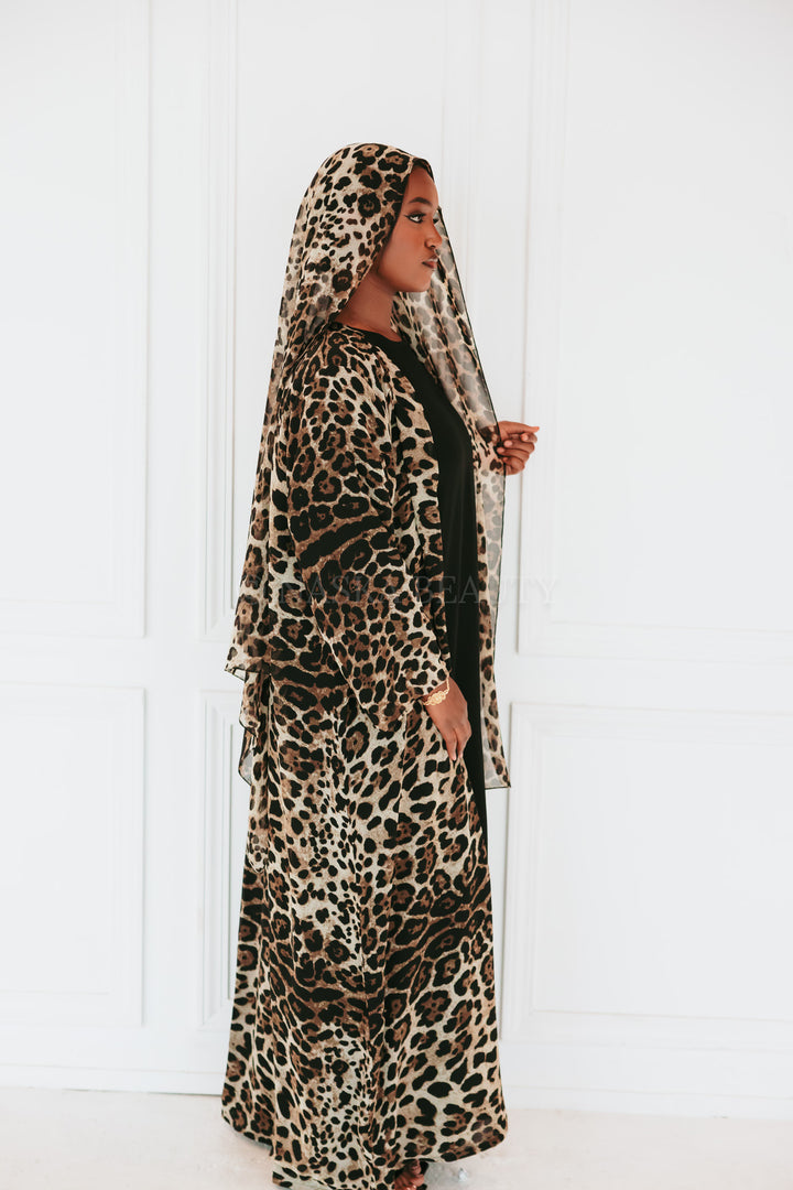 Closed Leopard Print Abaya