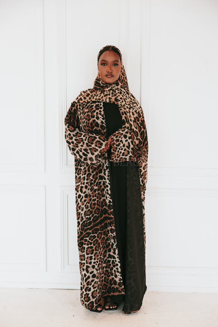 Open leopard Print Abaya