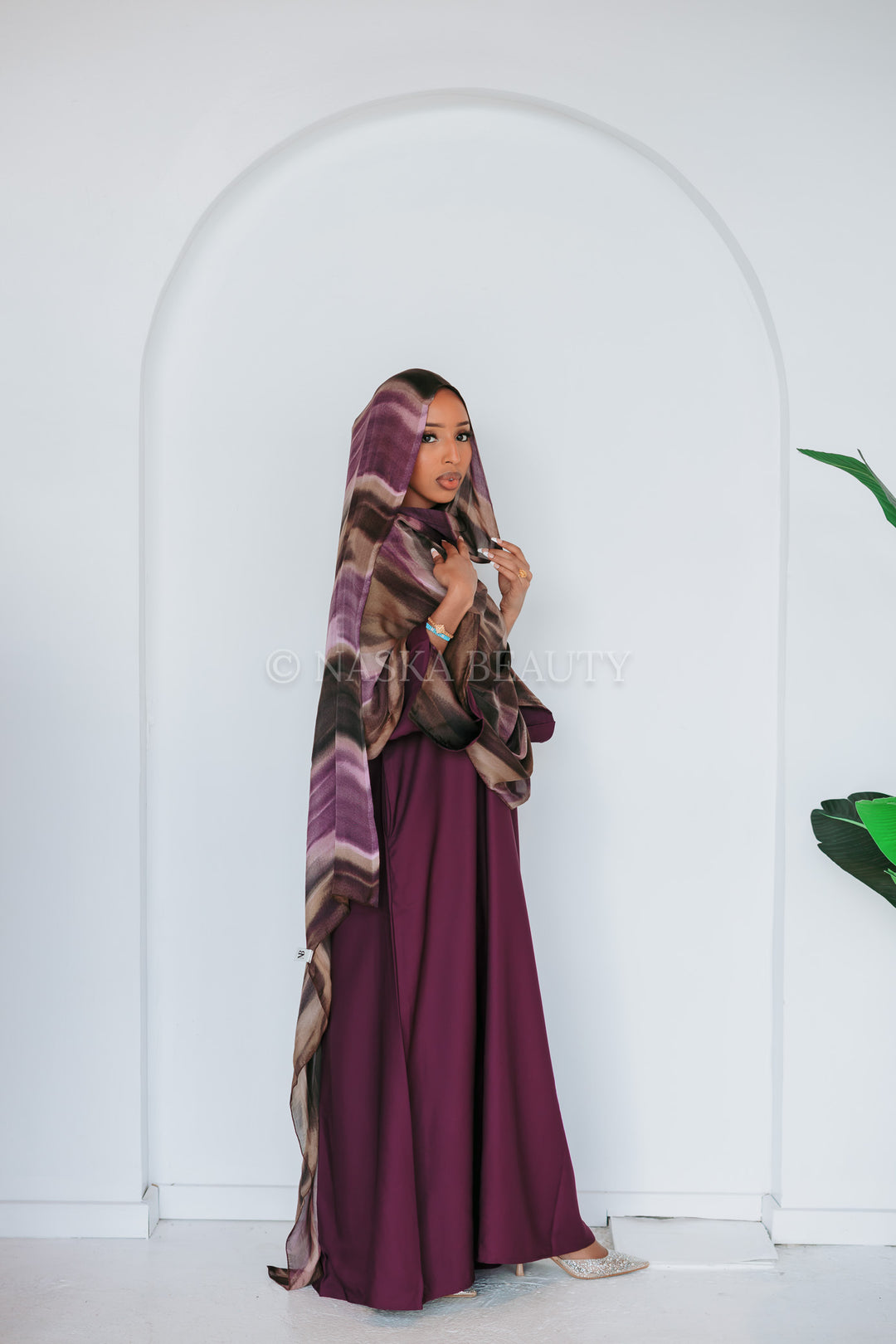 Striped abaya set