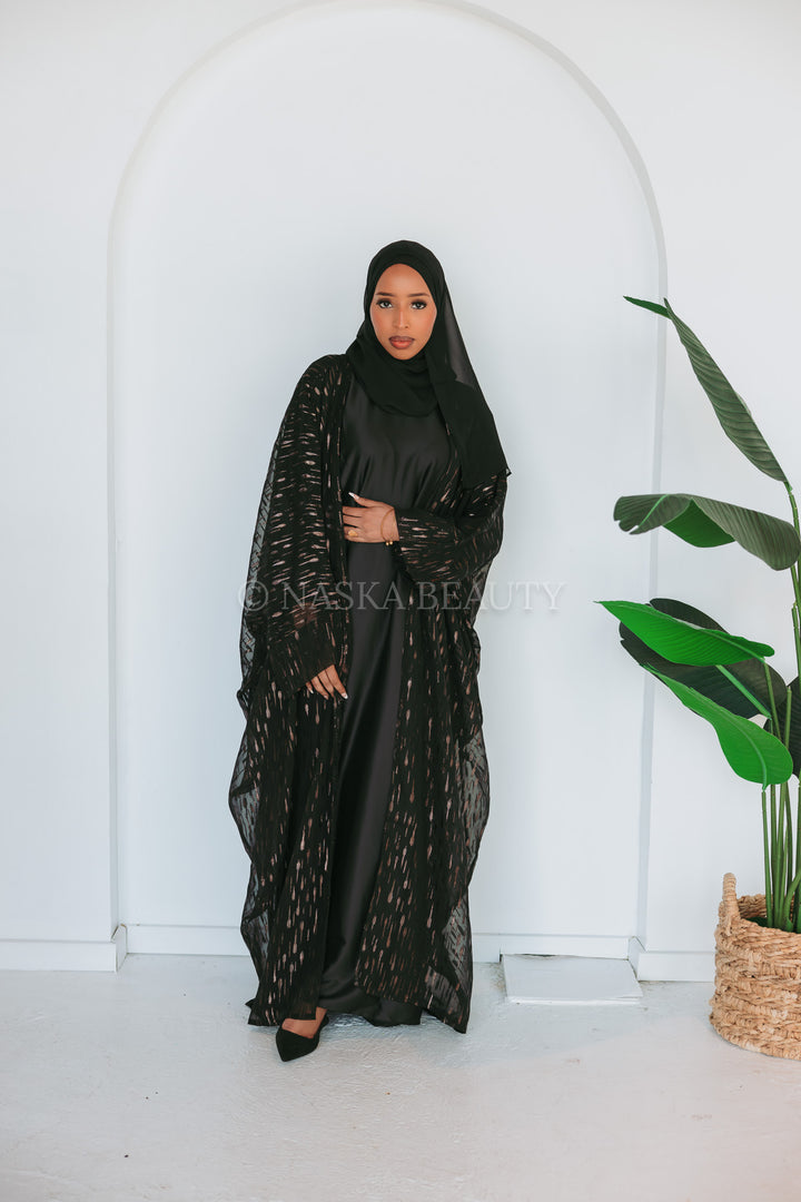 Metallic Silk Chiffon Abaya Set