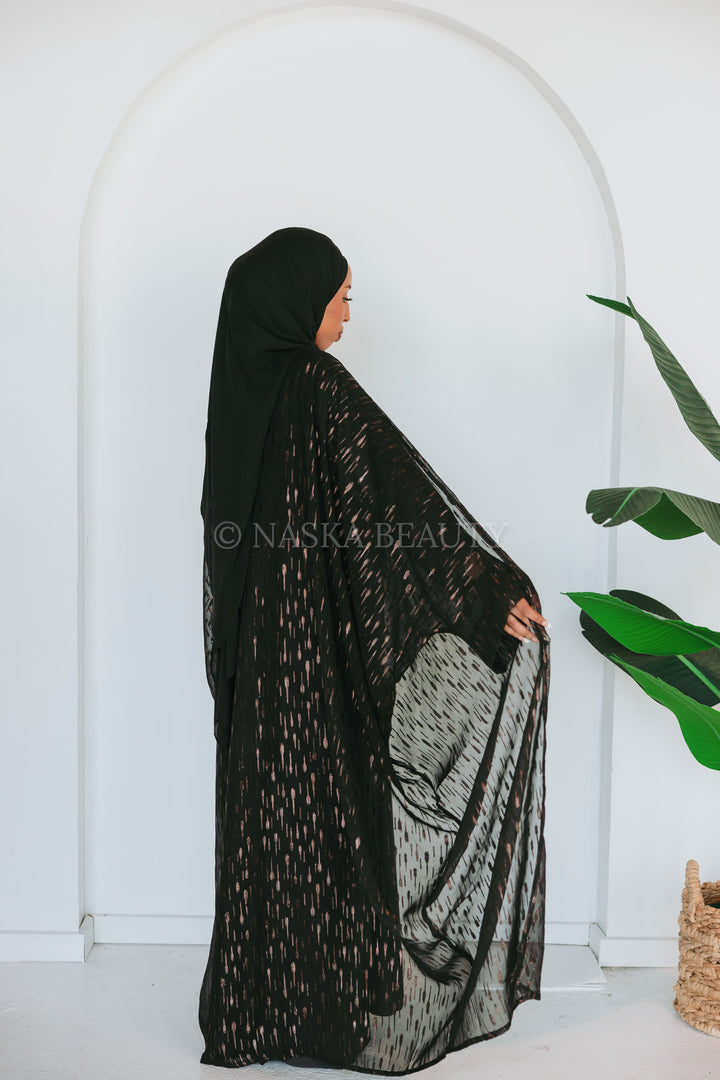 Metallic Silk Chiffon Abaya Set