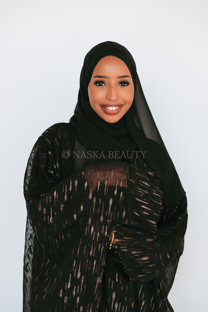 Metallic Silk Chiffon Abaya Set