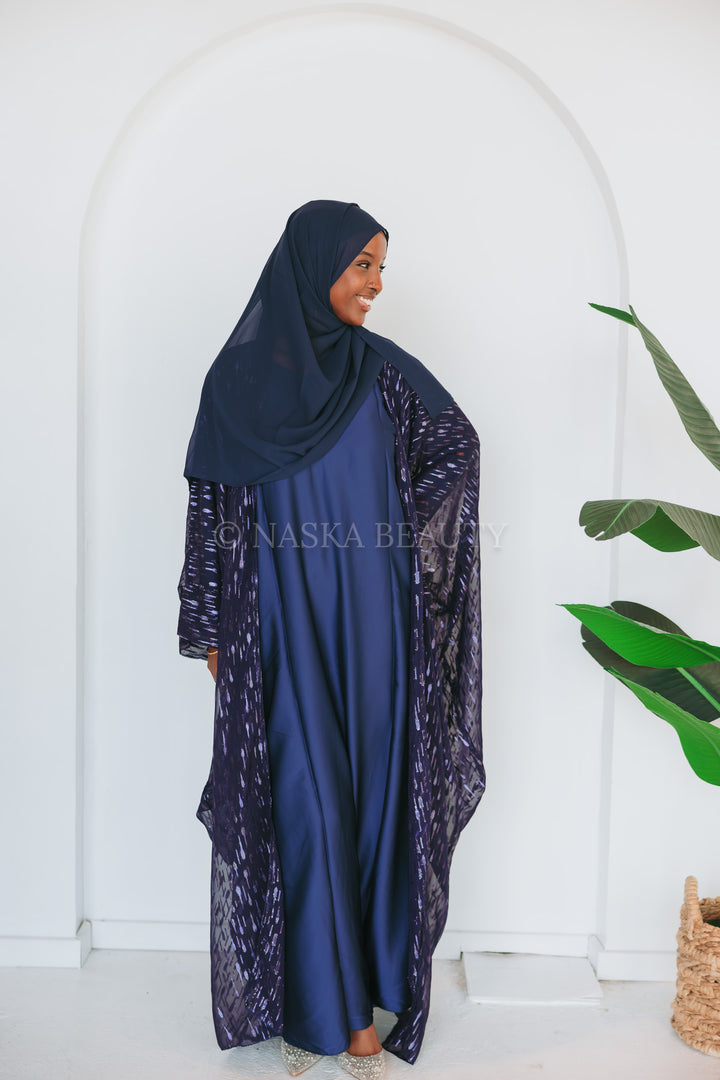 Metallic Silk Chiffon Abaya Set