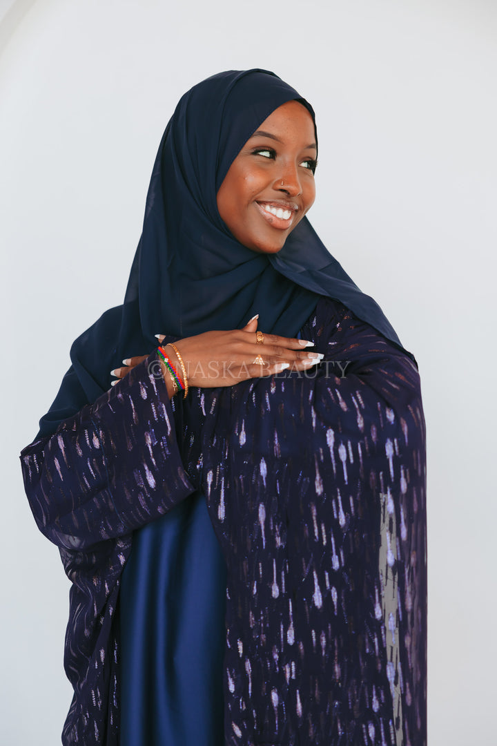 Metallic Silk Chiffon Abaya Set