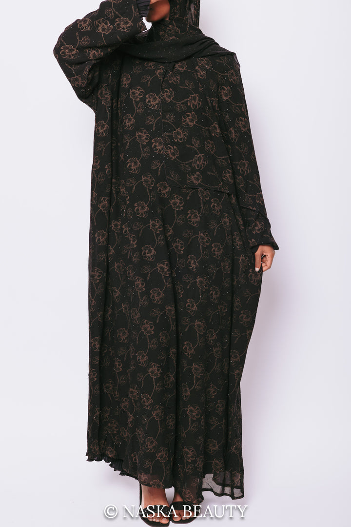 Luxury Black Floral Closed Abaya