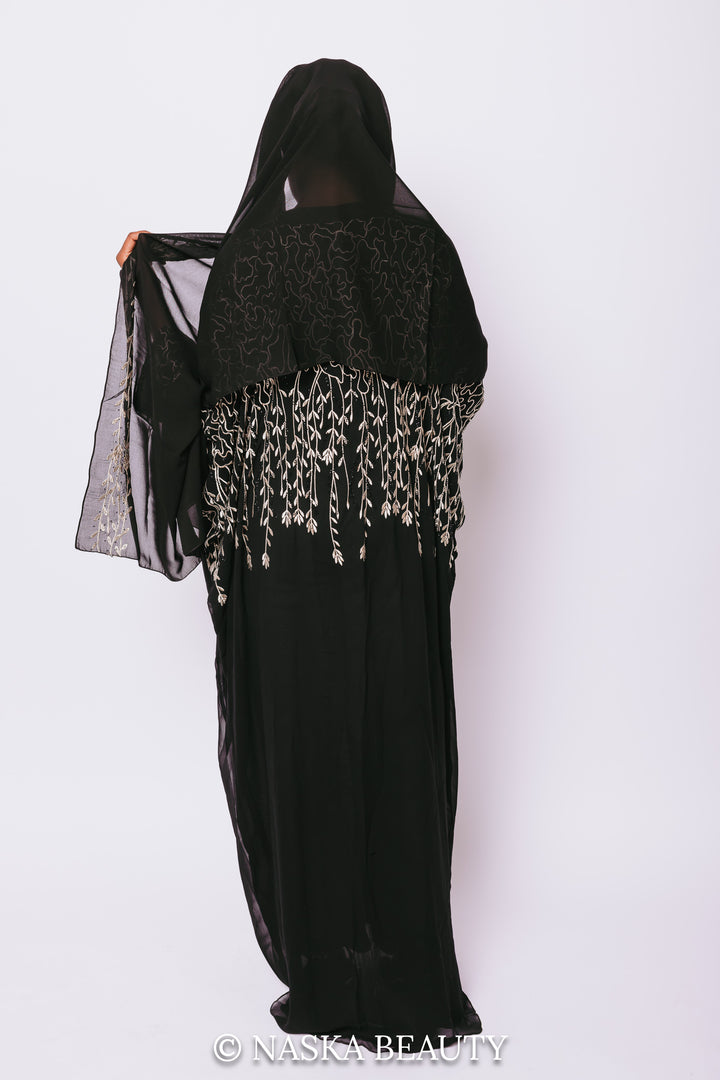 Black Abaya With White Embroidered