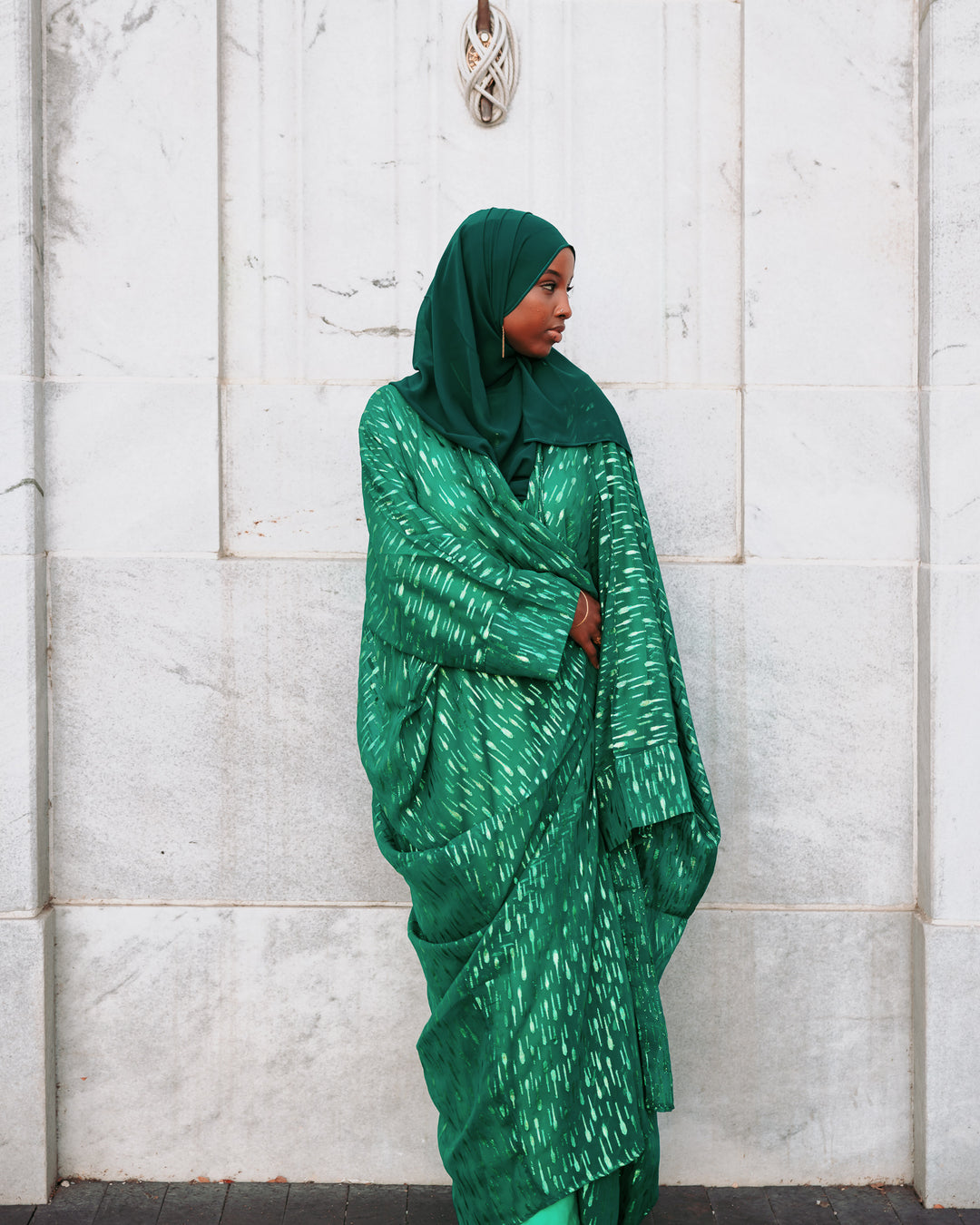 Metallic Silk Chiffon Abaya Set