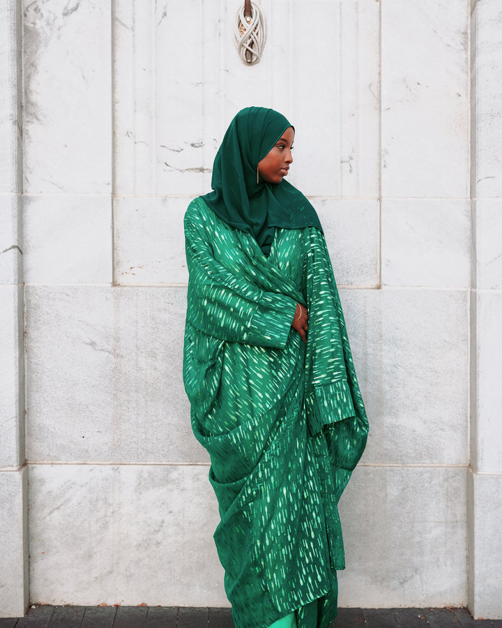 Metallic Silk Chiffon Abaya Set