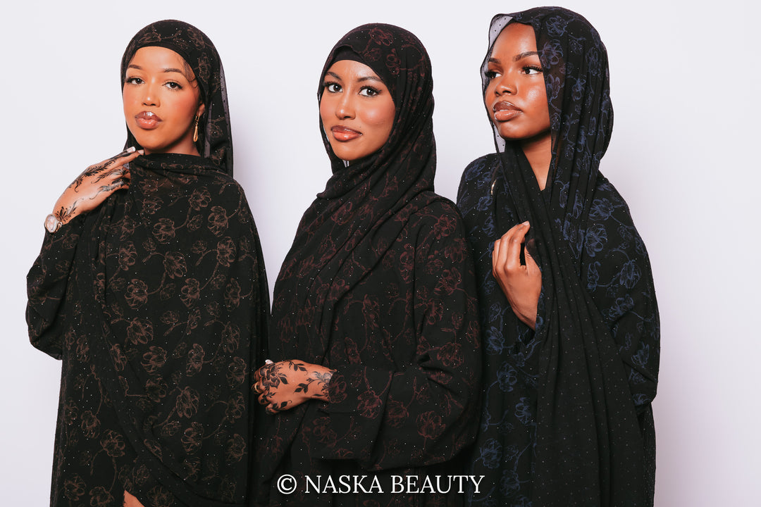 Luxury Black Floral Closed Abaya