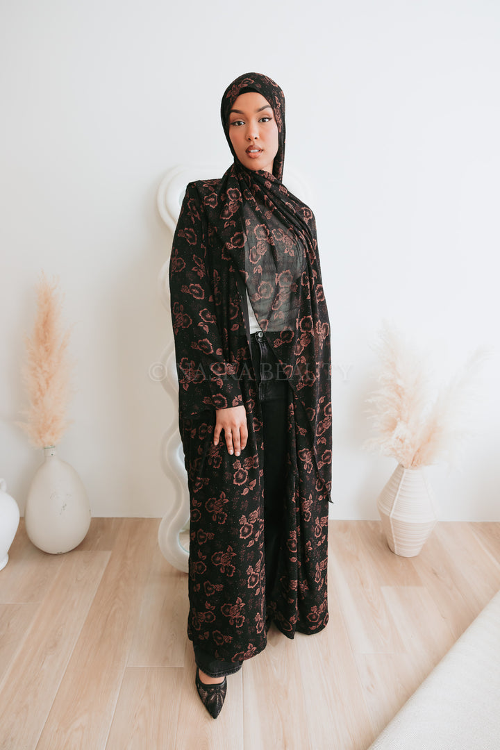 Sabrin Open floral Abaya