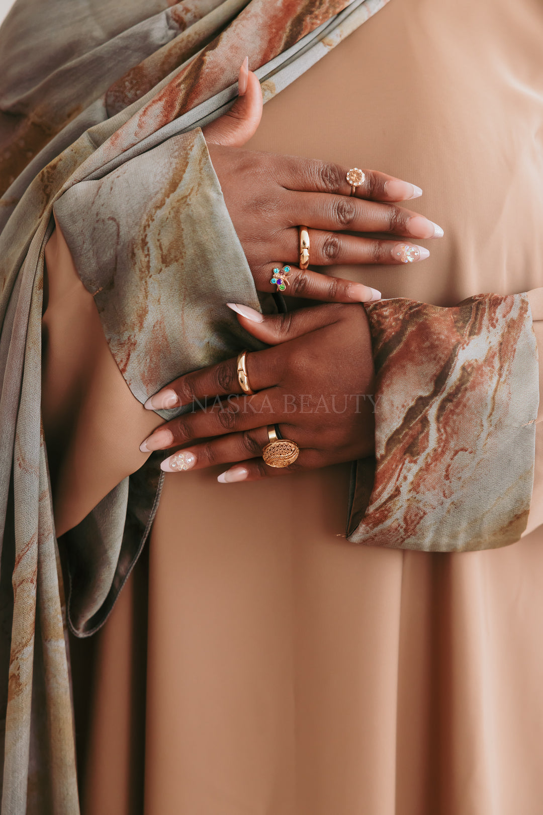 Cuff Printed Abaya Set