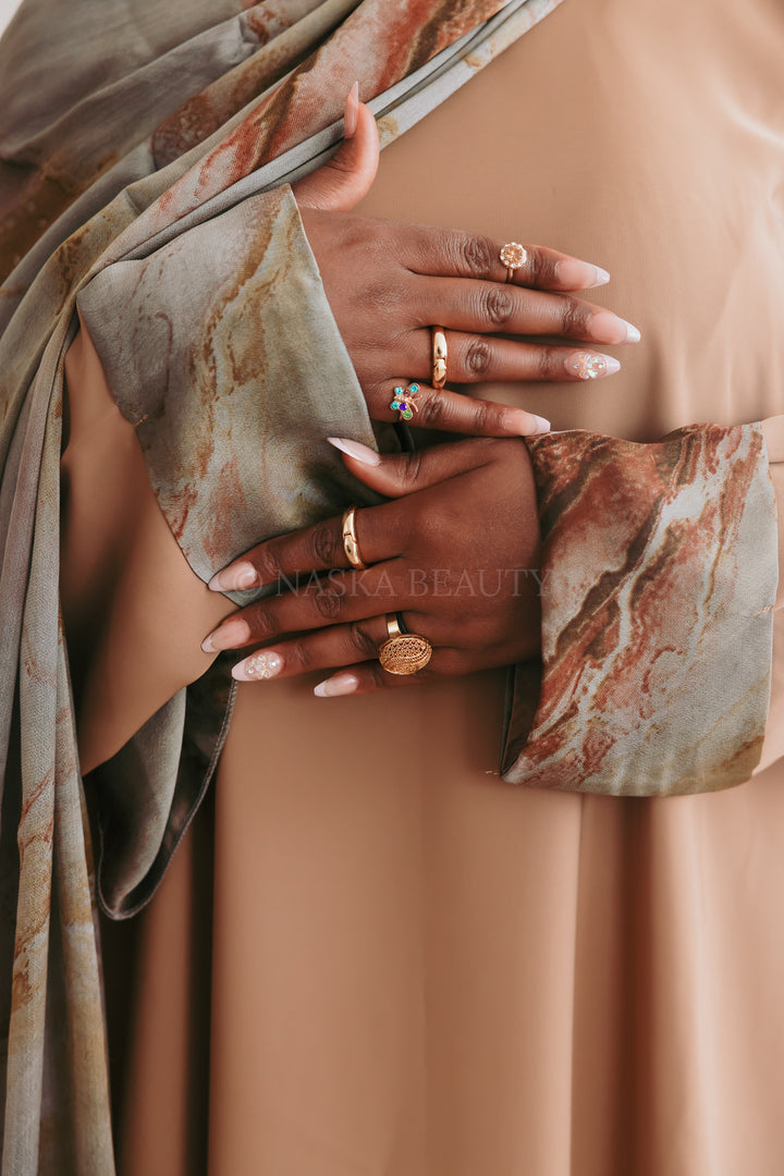 Cuff Printed Abaya Set