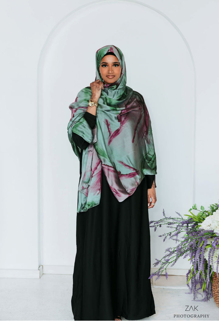 Fuchsia Water Color Abaya Set