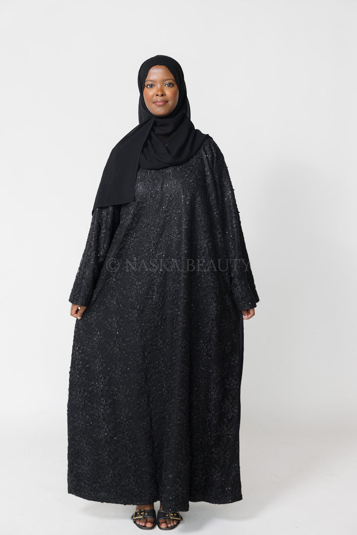 Aya Black Closed Lace Abaya