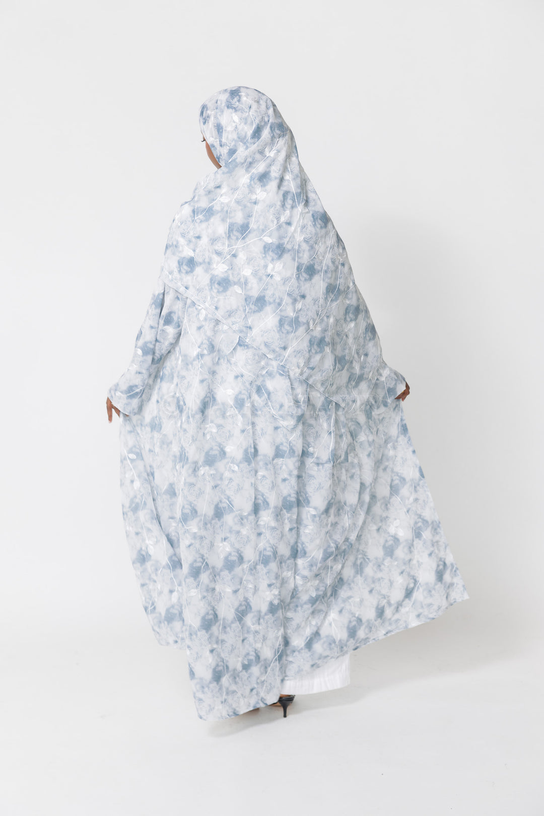 Blue Chiffon Embroidery Abaya