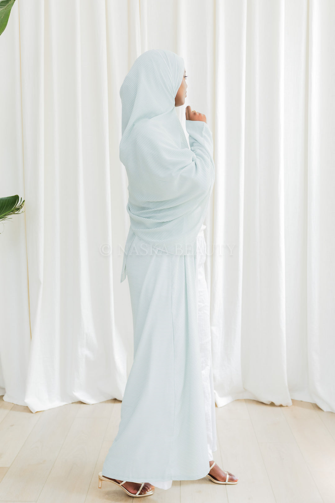 Mint Stripped Abaya