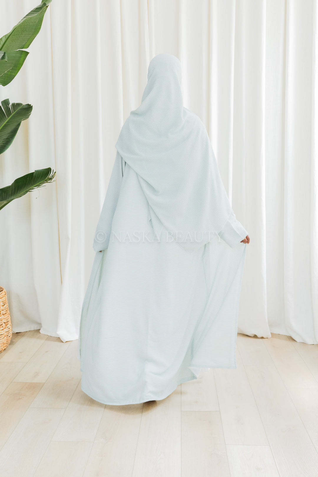 Mint Stripped Abaya