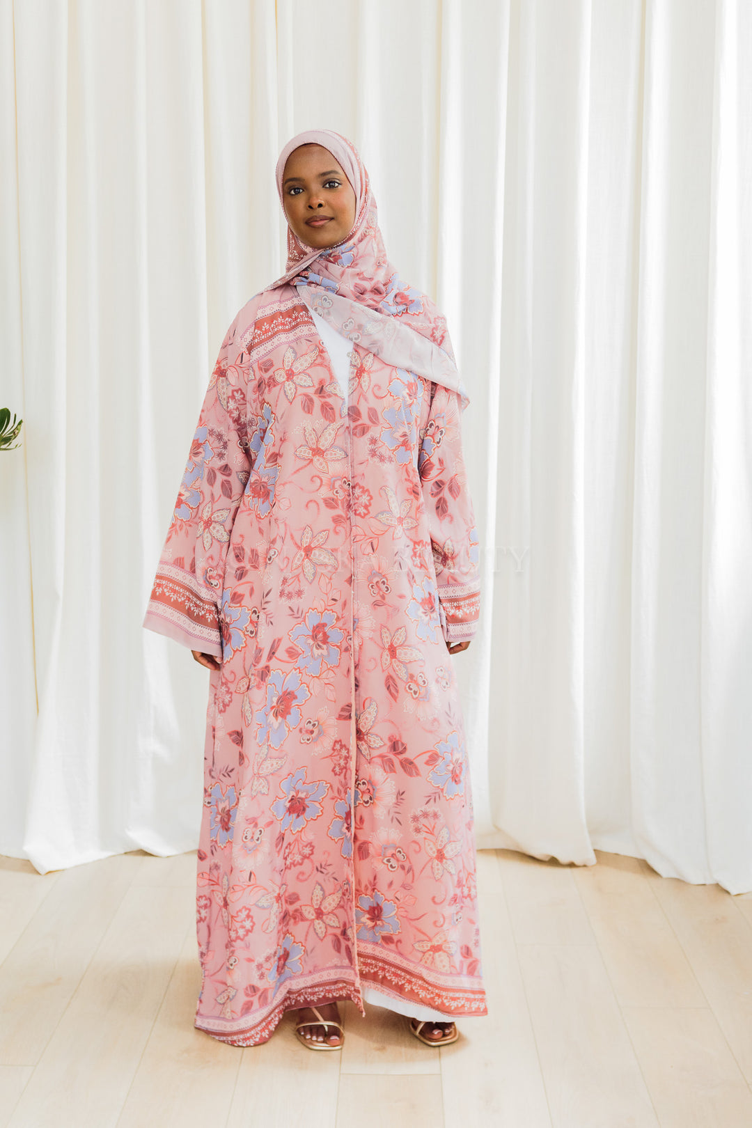 Silk Chiffon Floral Printed Abaya