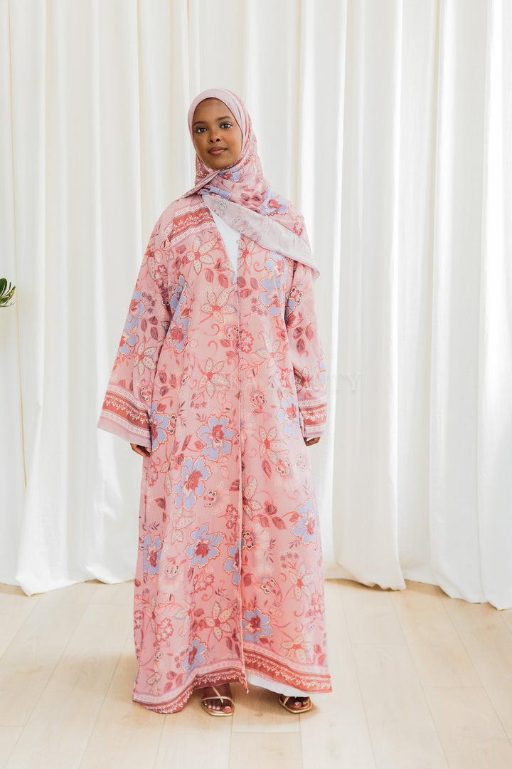 Silk Chiffon Floral Printed Abaya