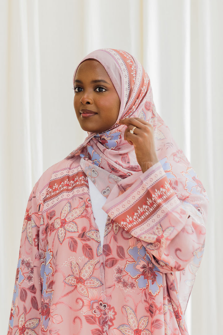 Silk Chiffon Floral Printed Abaya
