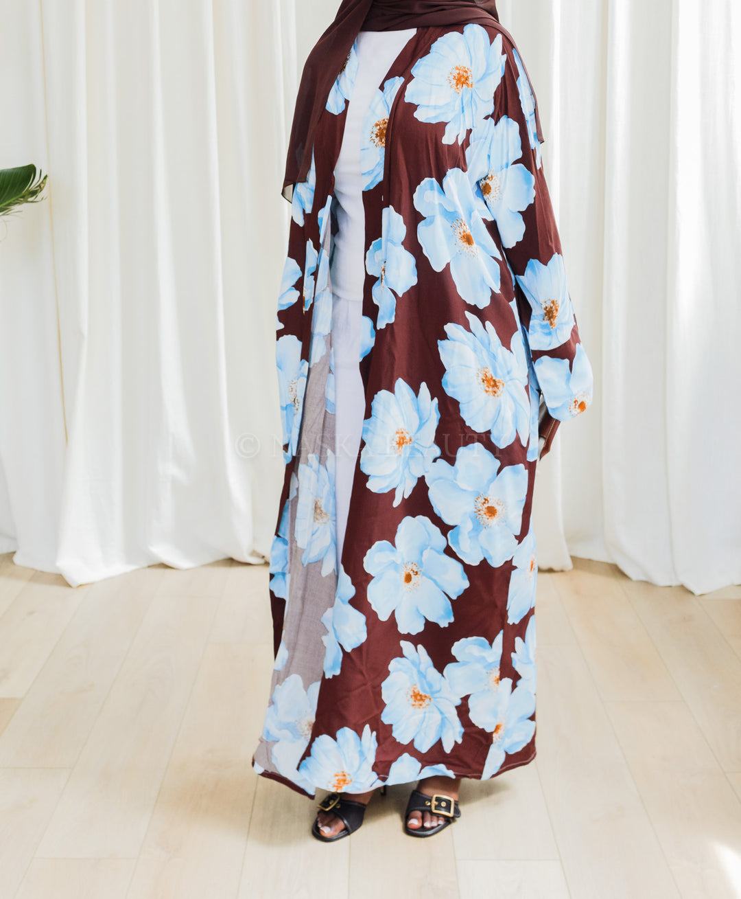 Blue Floral Cotton Abaya