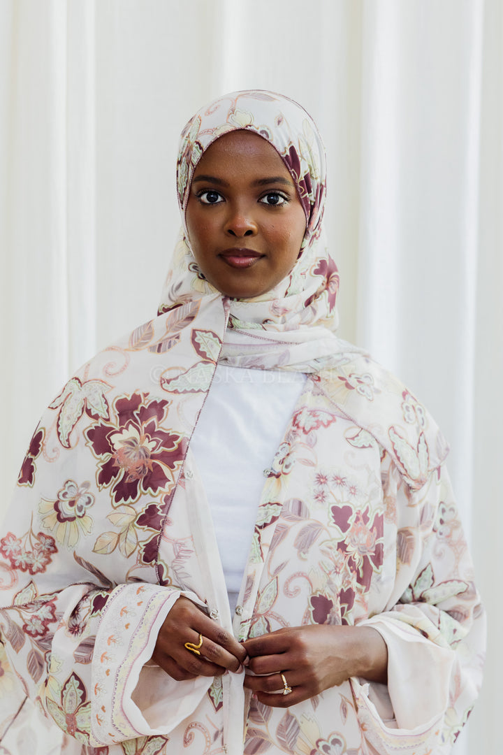 Silk Chiffon Floral Printed Abaya