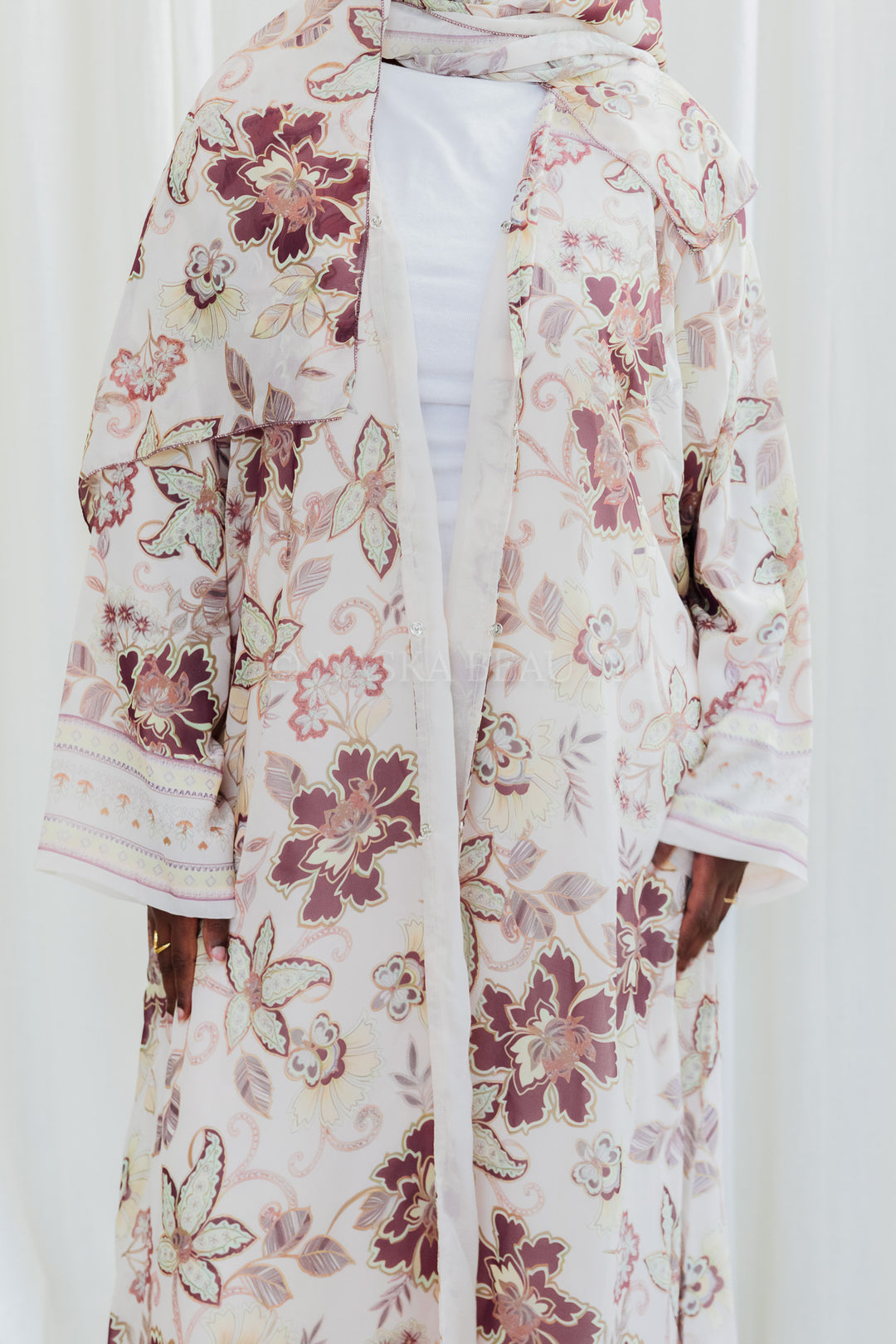 Silk Chiffon Floral Printed Abaya