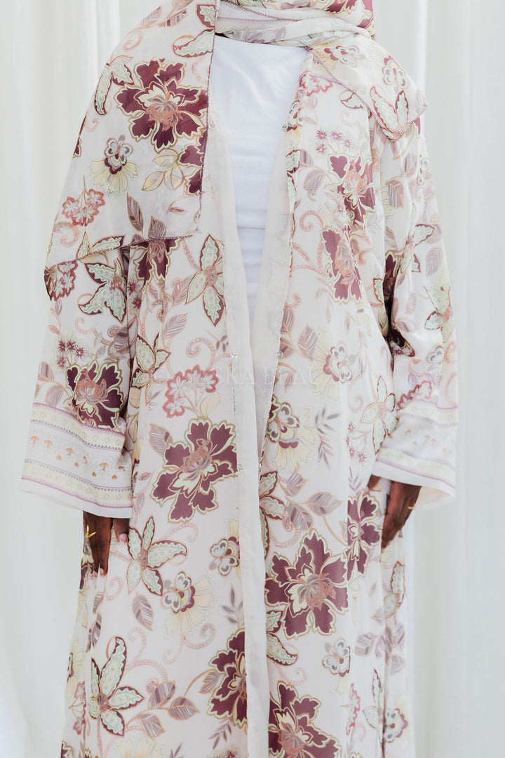 Silk Chiffon Floral Printed Abaya