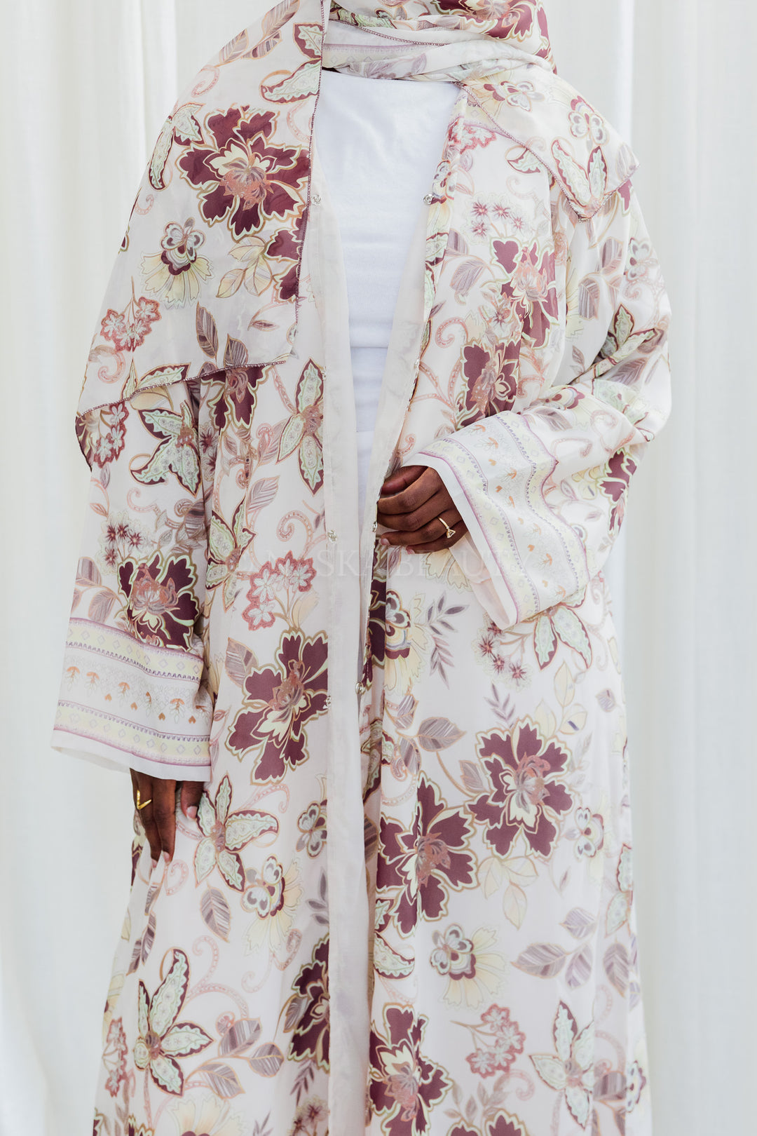 Silk Chiffon Floral Printed Abaya
