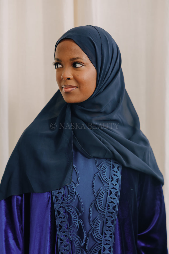 Navy Velvet Abaya Set