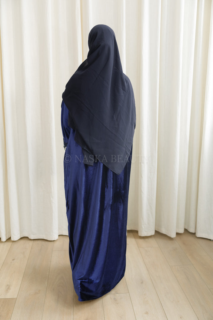 Navy Velvet Abaya Set