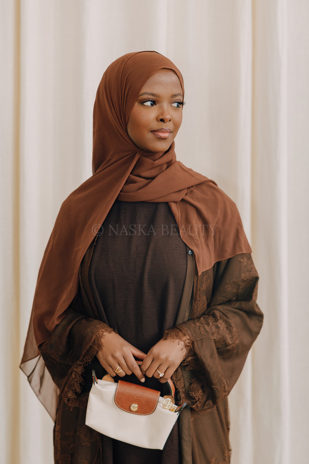 Brown lace abaya