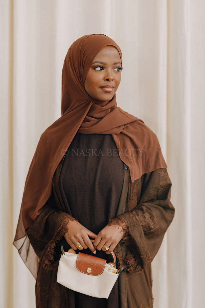 Brown lace abaya
