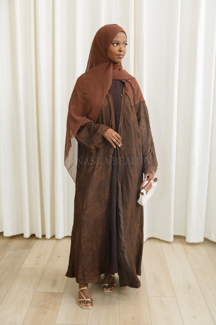 Brown lace abaya