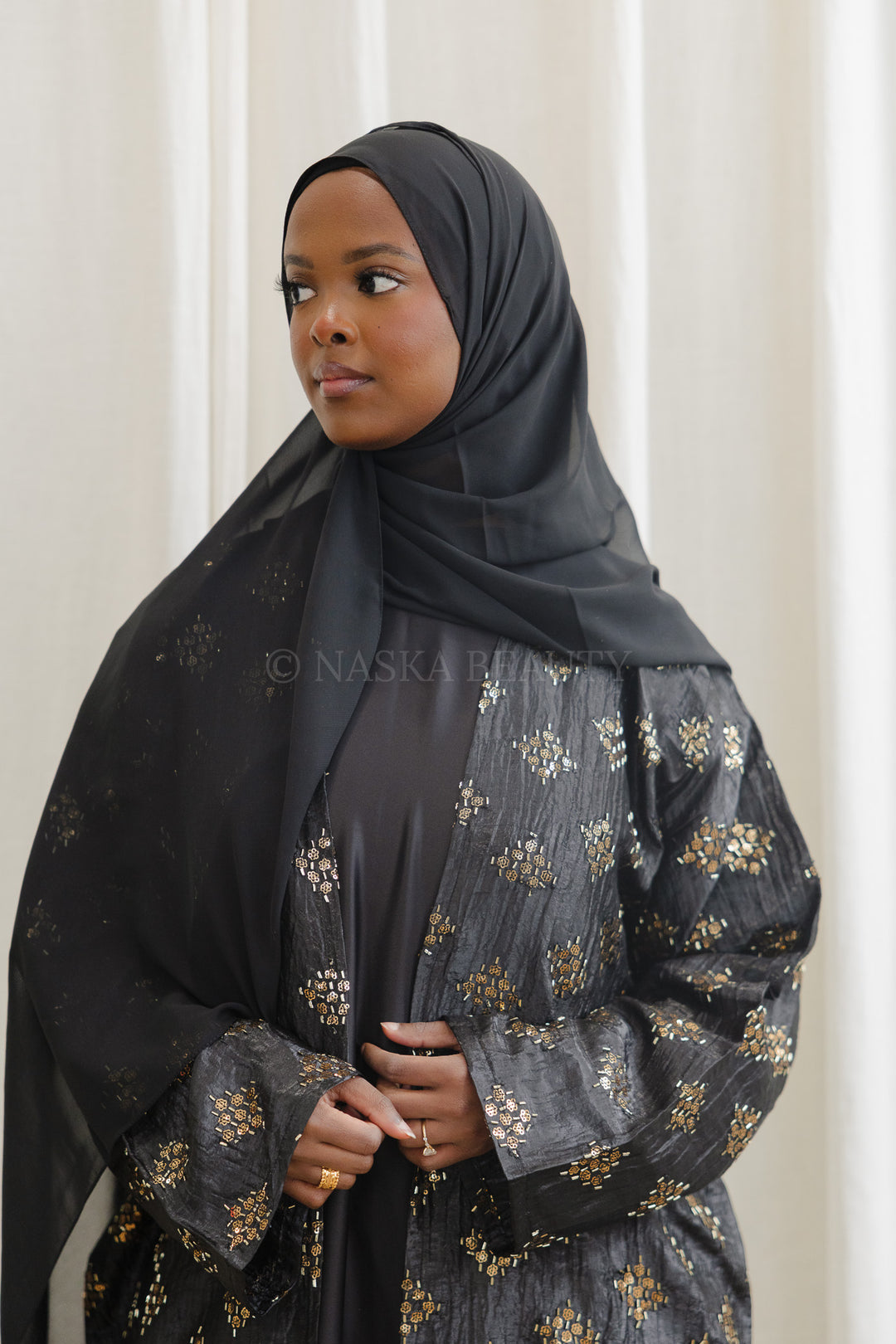 Black Embellished Abaya Set