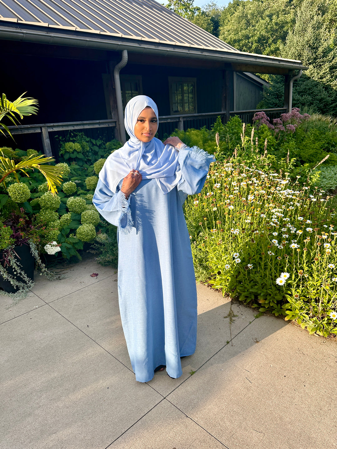 Frayed Linen Abaya Set